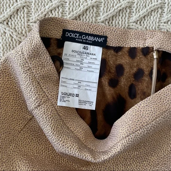 Dolce & Gabbana Matte Gold Cloque Knit Pencil Skirt